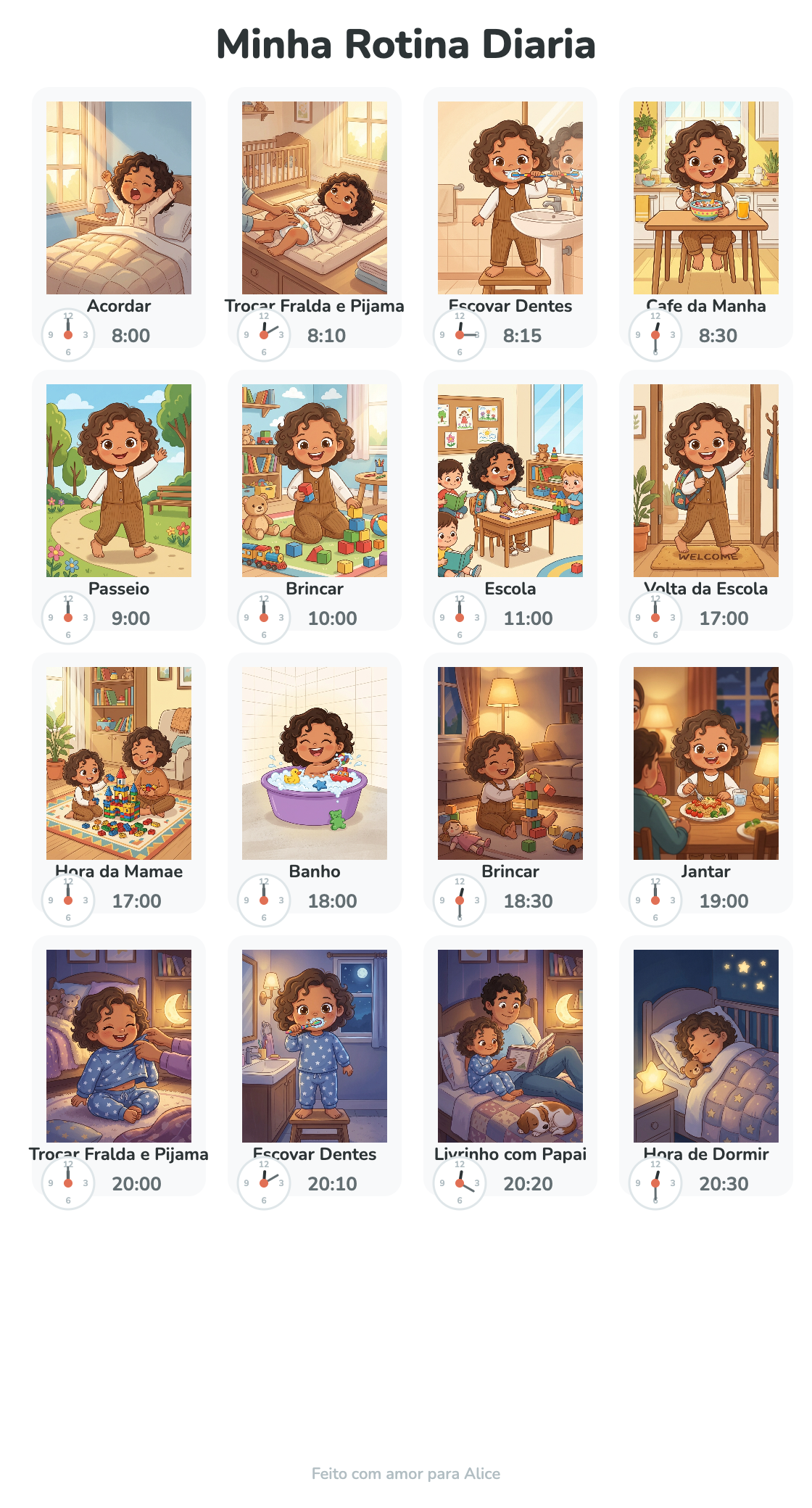 Exemplo de quadro de rotina